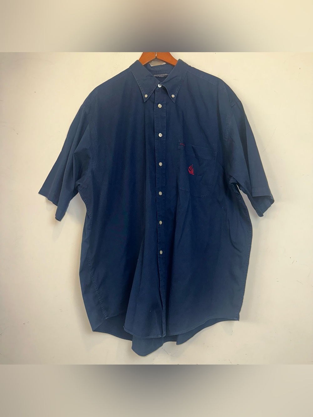 Vintage 90’s Nautica Men’s XL Blue Short Sleeve Button Down Shirt Front Pocket